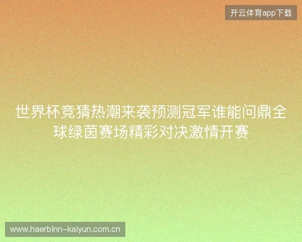 世界杯竞猜热潮来袭预测冠军谁能问鼎全球绿茵赛场精彩对决激情开赛